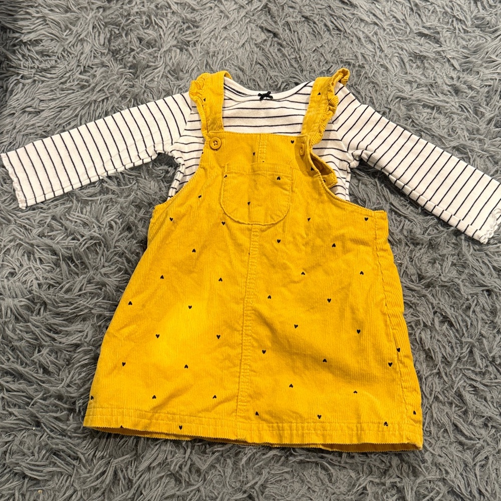 Carter's Yellow Corduroy Dress with Heart Accents